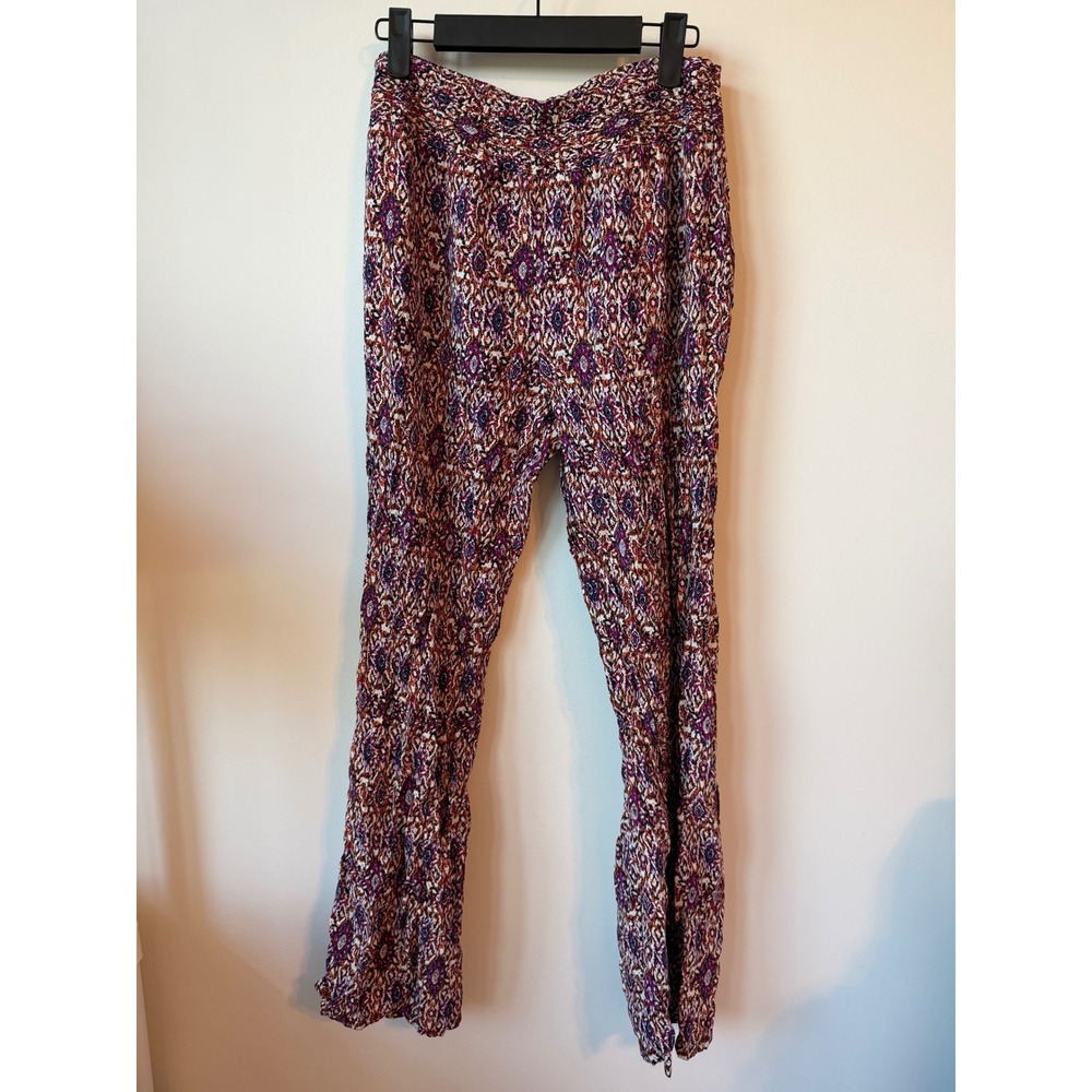 C&B Established 1962 Womens Large Purple Orange Ikat Print Rayon Palazzo Pants
